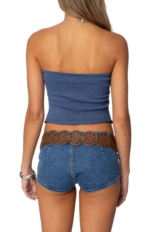 Shop Edikted Laurier Distressed Knit Tube Top In Blue