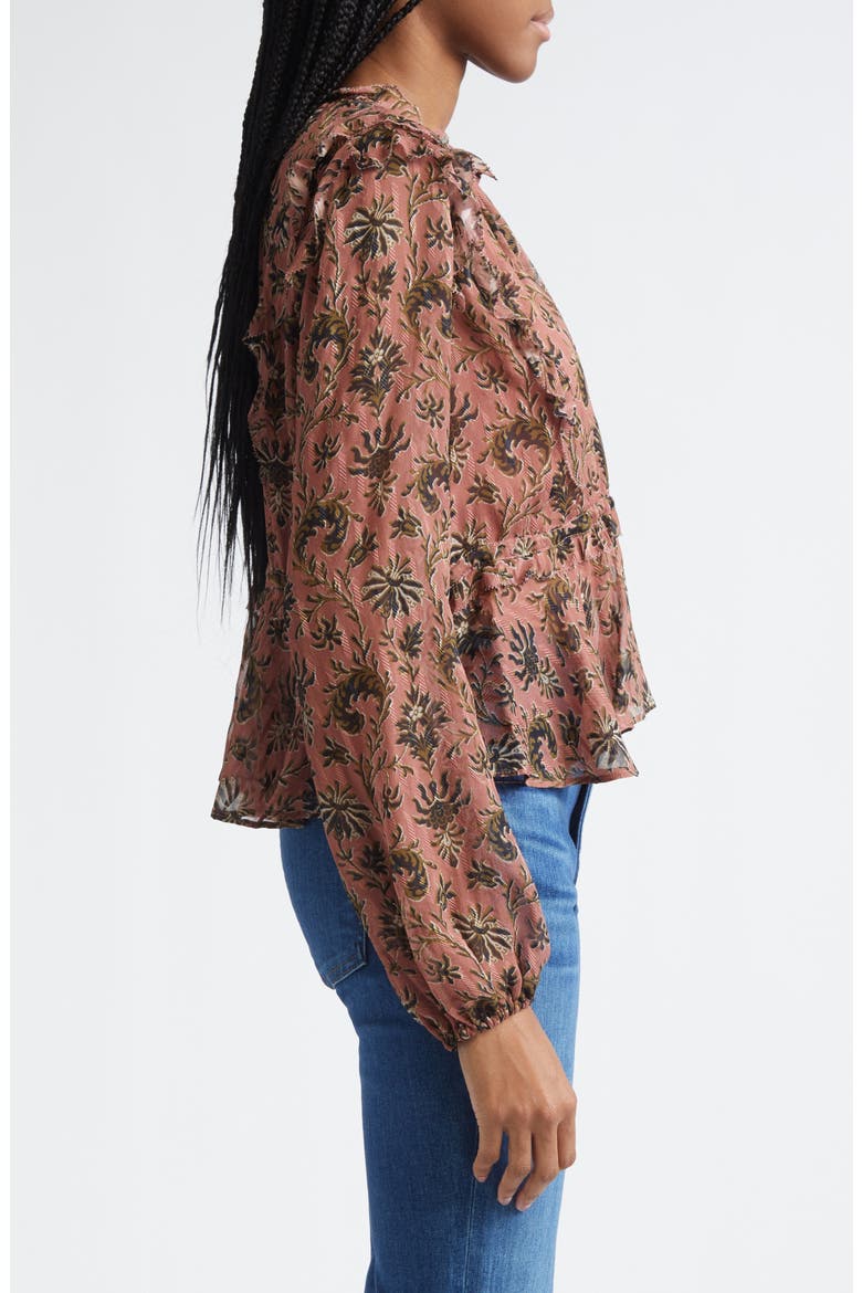 Carnett Floral Silk Blend Peplum Top, Alternate, color, DEEP ROSE MULTI