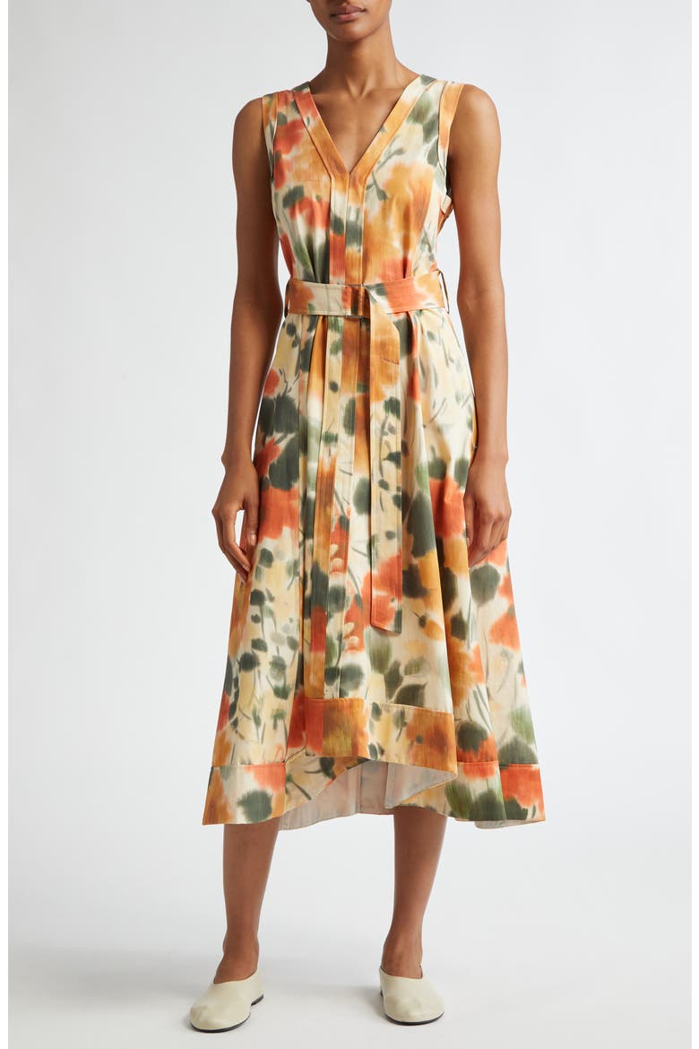 Blurred Marigold Print Cotton Dress, Alternate, color, MARIGOLD MULTI