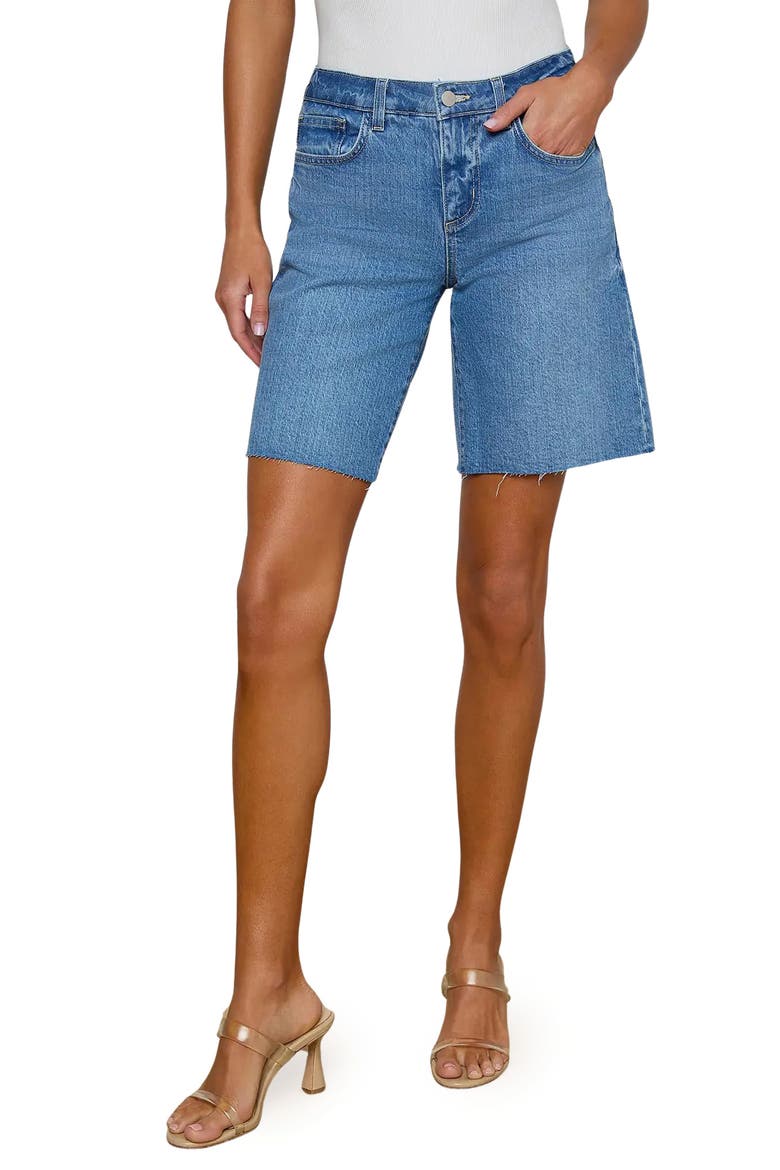River Raw Hem Denim Bermuda Shorts, Main, color, SCOTTSDALE