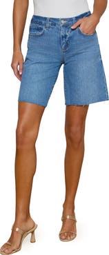 L'AGENCE River Raw Hem Denim Bermuda Shorts
