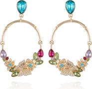 GUESS Floral Hoop Drop Earrings