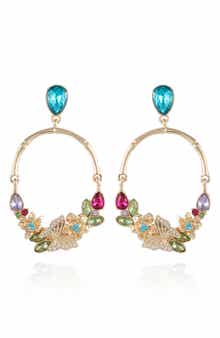 Floral Hoop Drop Earrings