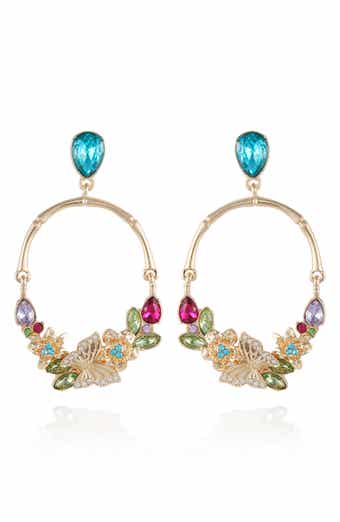 Floral Hoop Drop Earrings