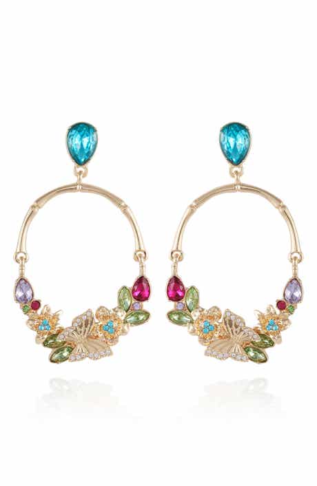 Floral Hoop Drop Earrings