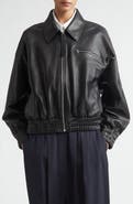 Jil Sander Boxy Sheepskin Leather Zip Blouson Jacket