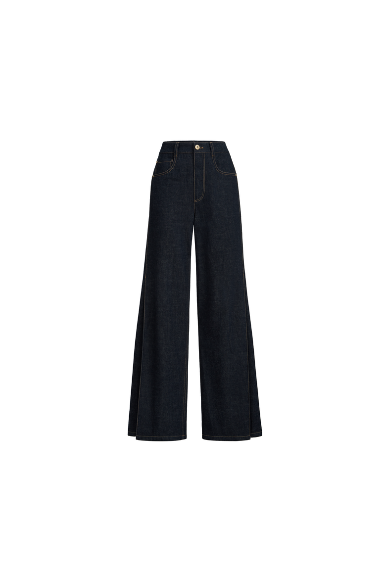 Loose Flared Trousers, Alternate, color, Dark Denim
