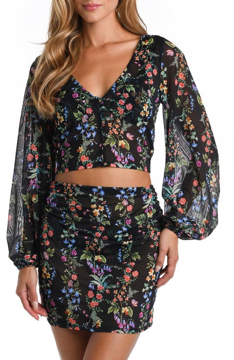 Floral Mesh Cover-Up Cardigan Top