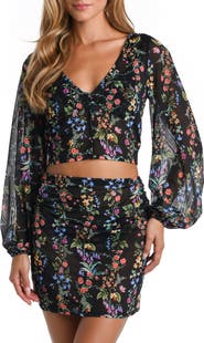 Sunshine 79 Floral Mesh Cover-Up Cardigan Top