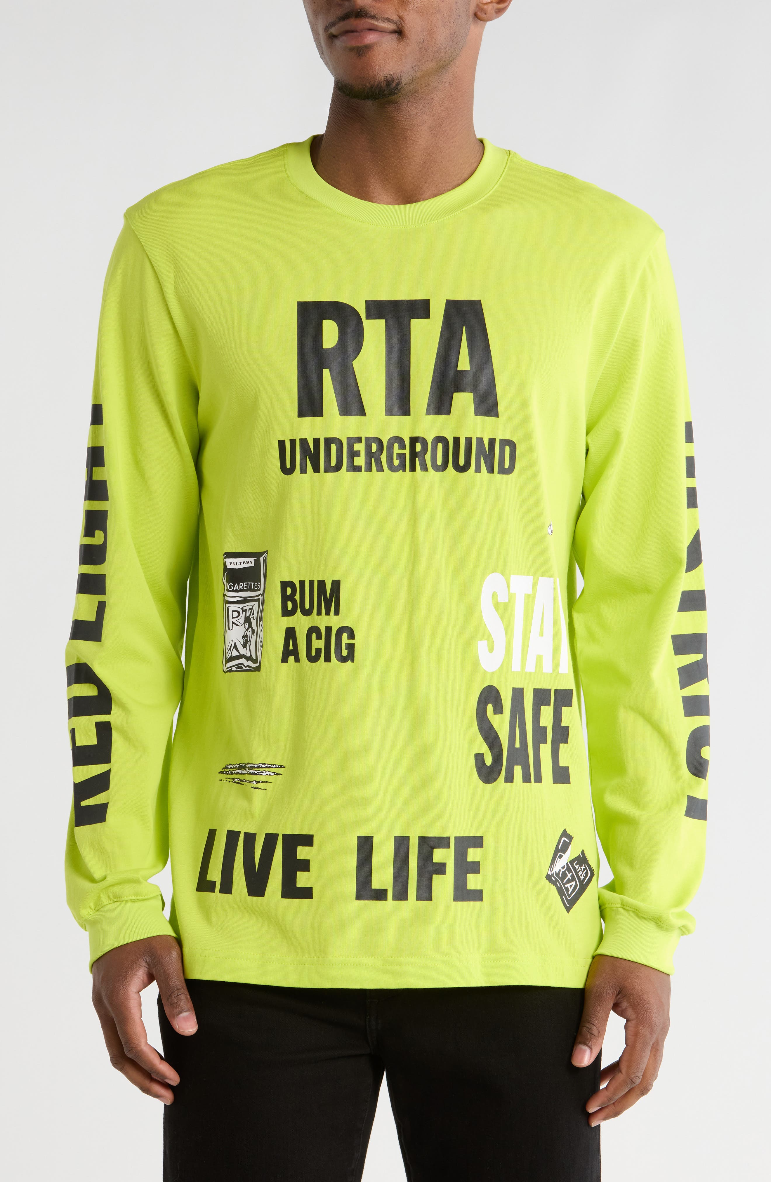 RtA Lawrence Long Sleeve Cotton Graphic T-Shirt