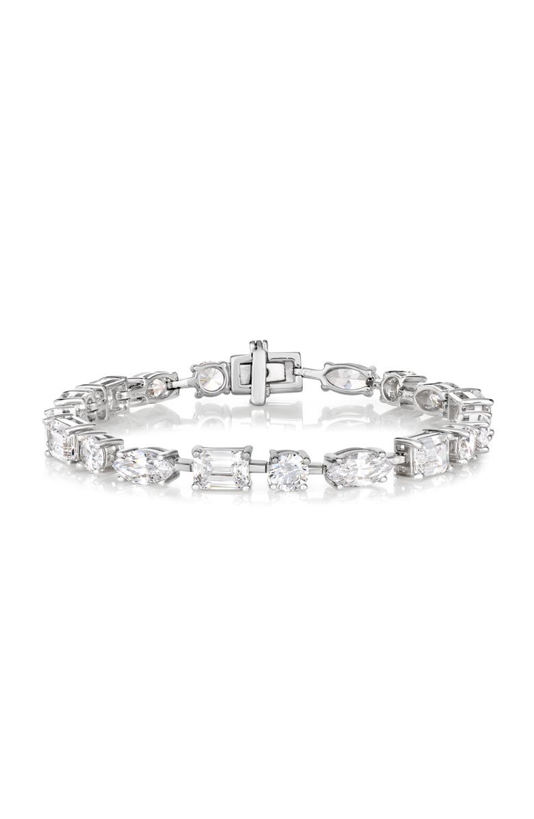 Anna Zuckerman 16 Carat Diamond Crystalline Multishaped Bracelet, Main, color, Platinum