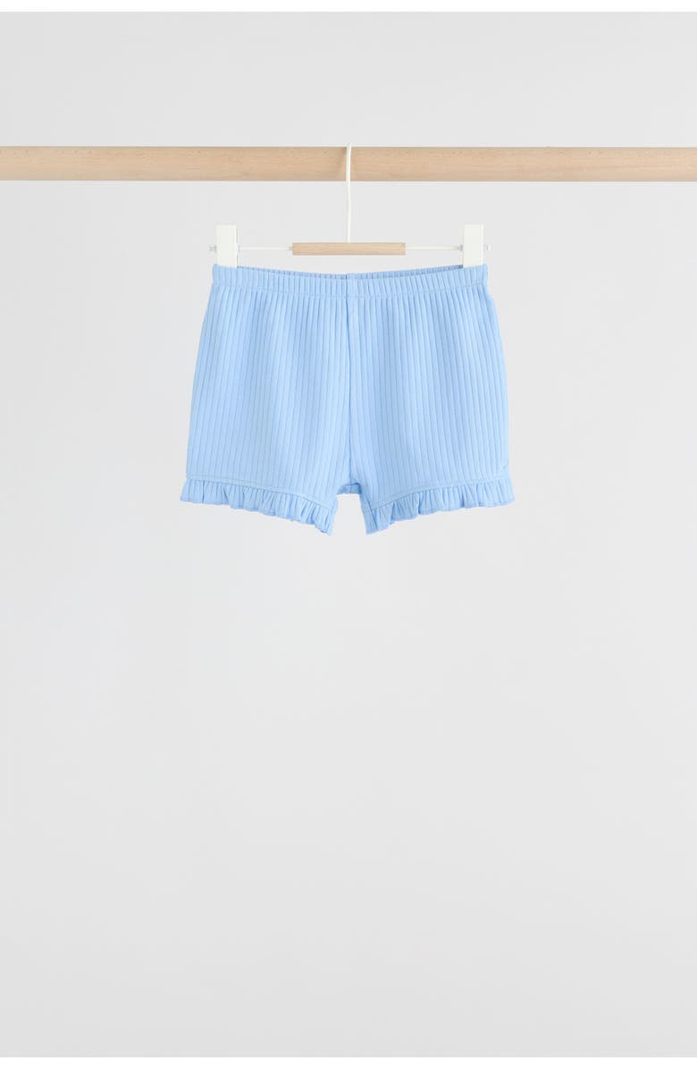 NEXT Kids' 4-Pack Frill Ribbed Shorts, Alternate, color, Purple Multi