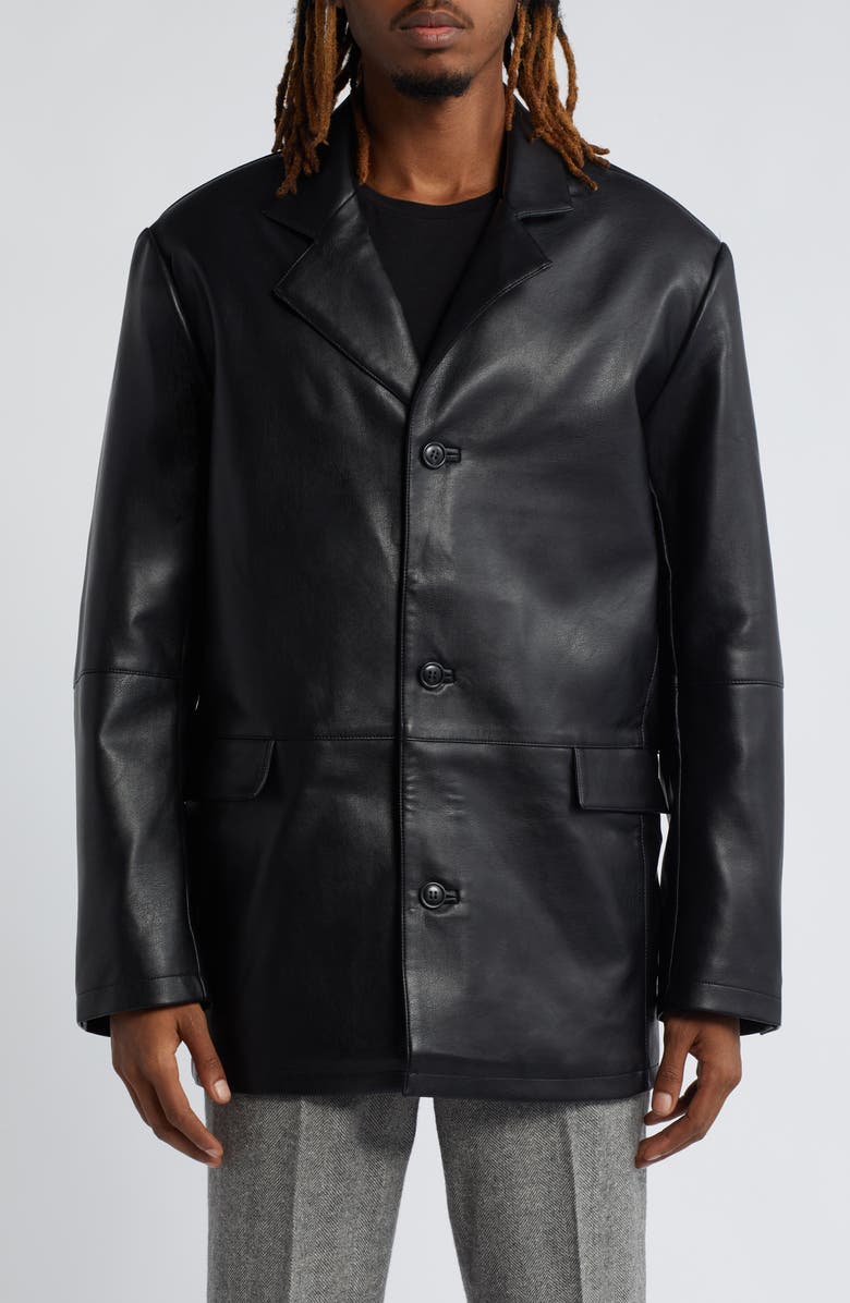 Topman Faux Leather Blazer, Alternate, color, 
