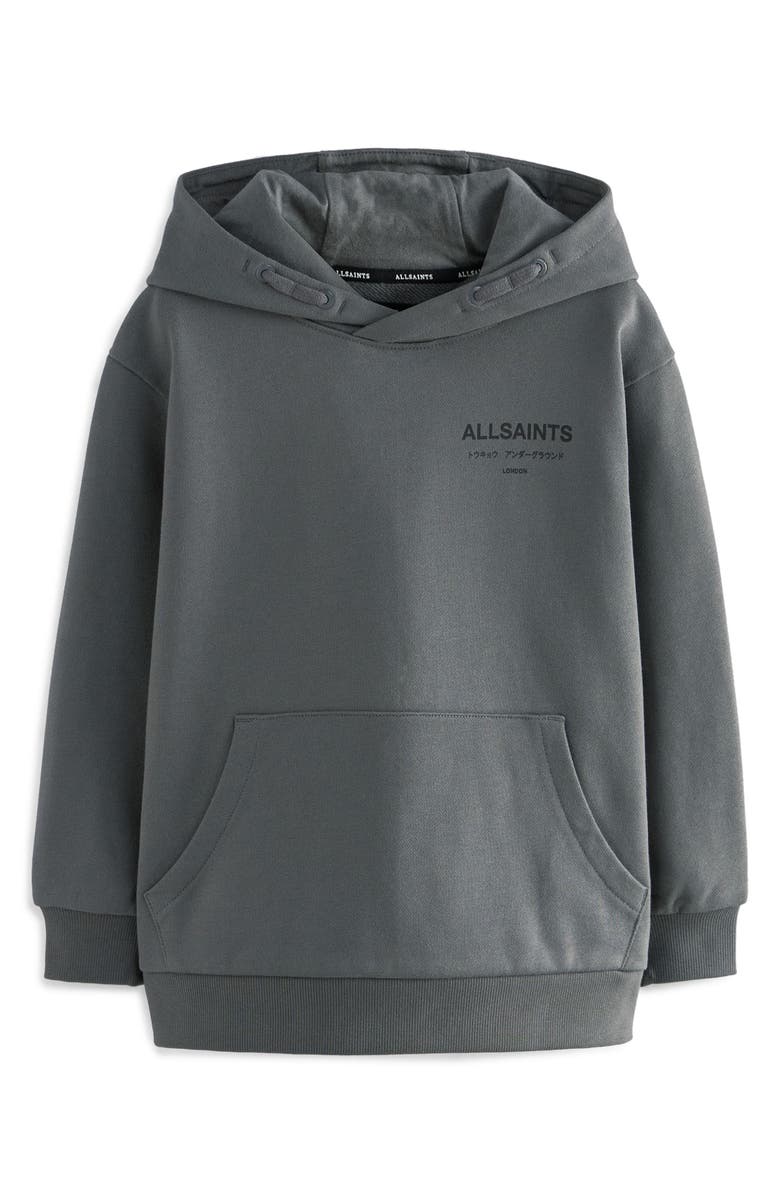 smALLSAINTS by ALLSAINTS Kids' Underground Oversize Logo Hoodie, Main, color, Grey