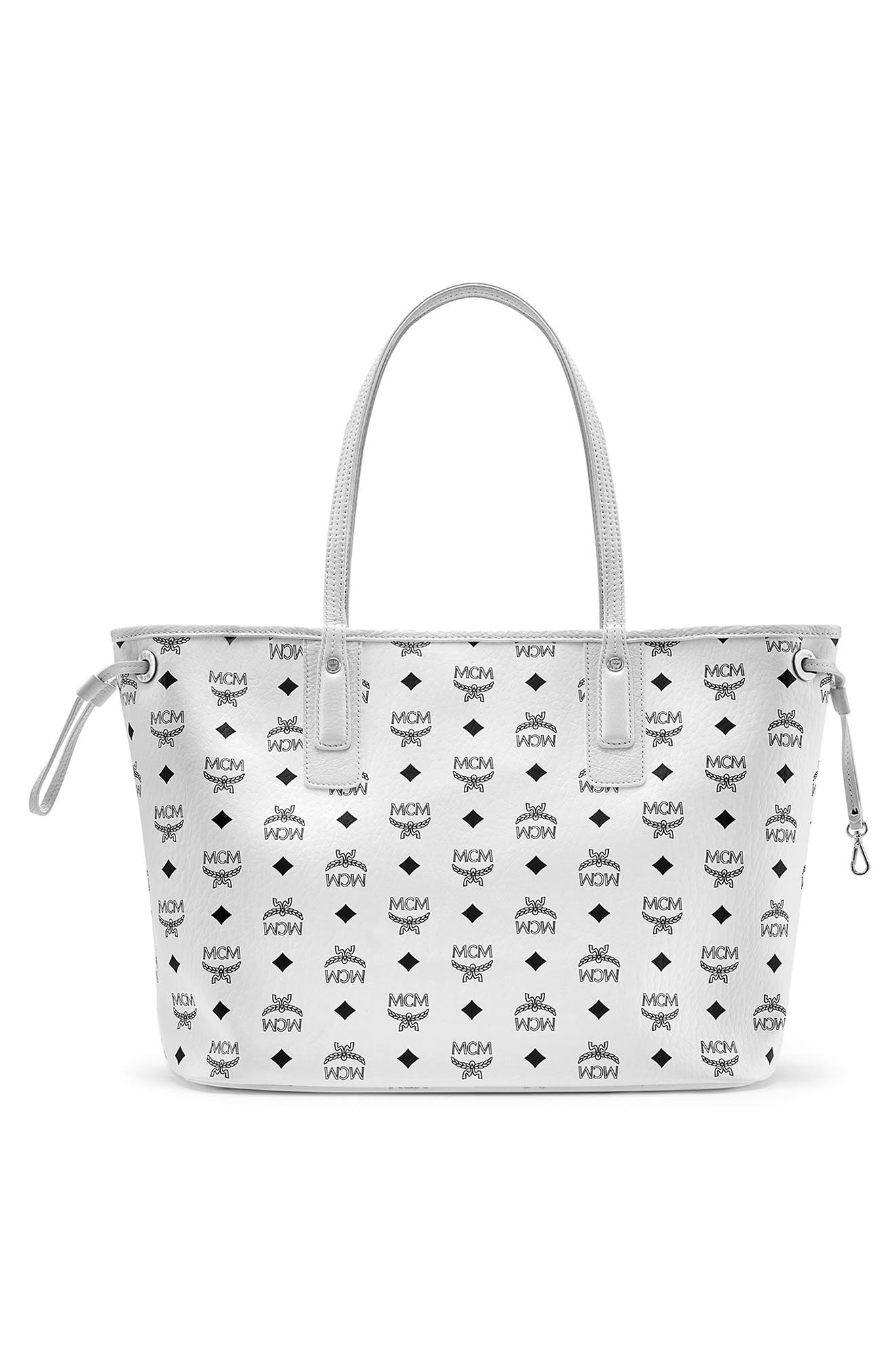 MCM Medium Liz Reversible Shopper, Alternate, color, White/ White