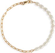 Nashelle Unity Genuine Freshwater Seed Pearl & Open Link Bracelet