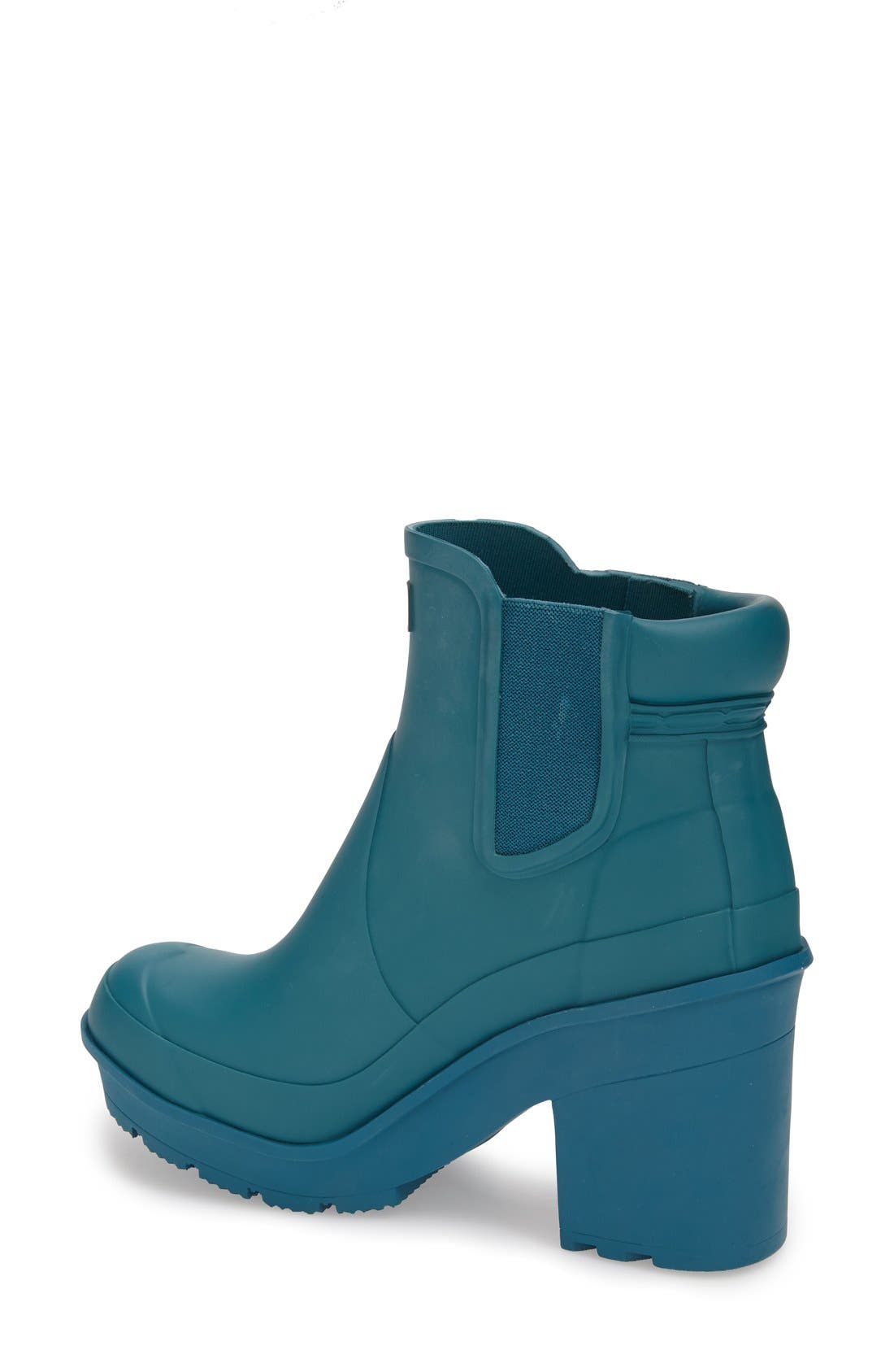 'Original - Block Heel' Chelsea Rain Boot, Alternate, color, BRIGHT PEACOCK