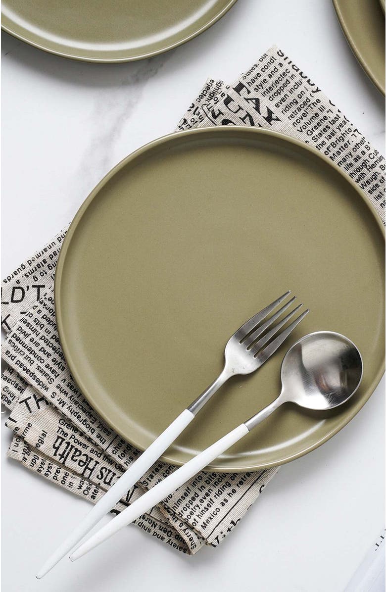 Stone Lain Tom Stoneware 4-Piece Salad Plate Set, Alternate, color, Olive