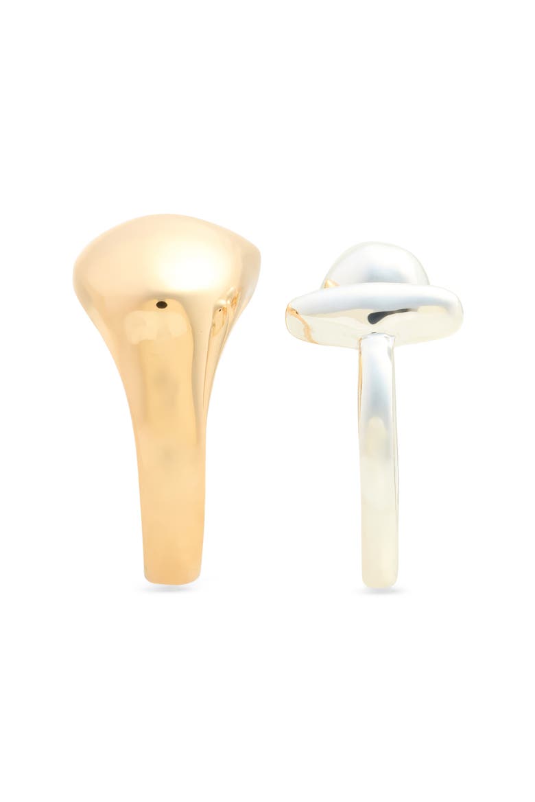 Set of 2 Polished Orb Rings, Alternate, color, GOLD- SILVER