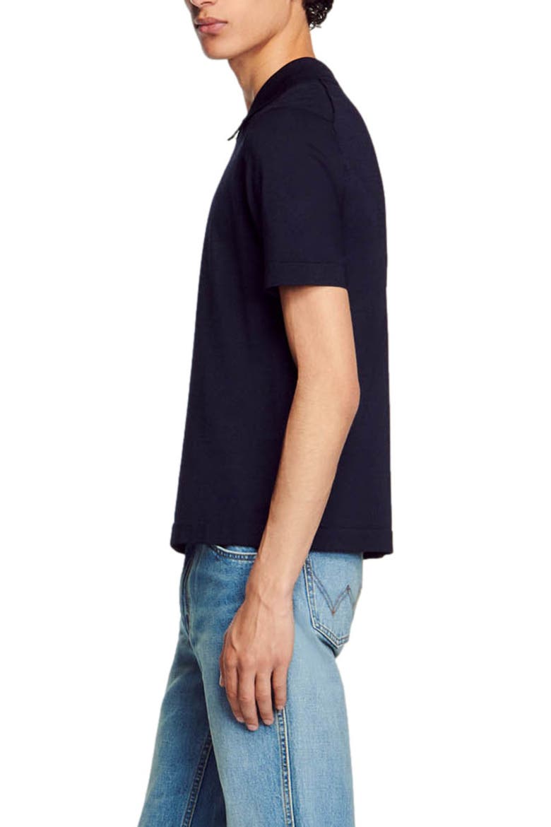 Knitted polo with zip collar, Alternate, color, NAVY BLUE