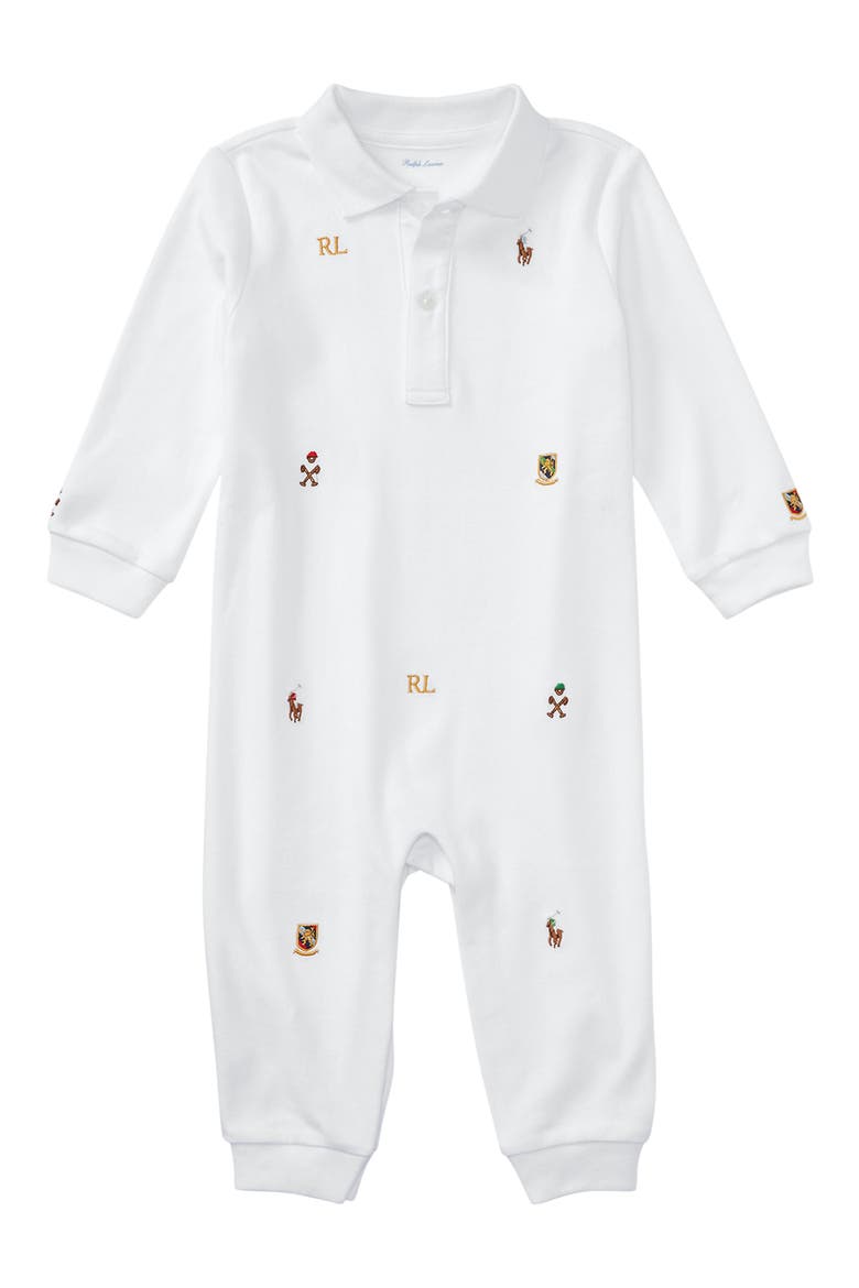 Embroidered Cotton Interlock Romper, Main, color, WHITE