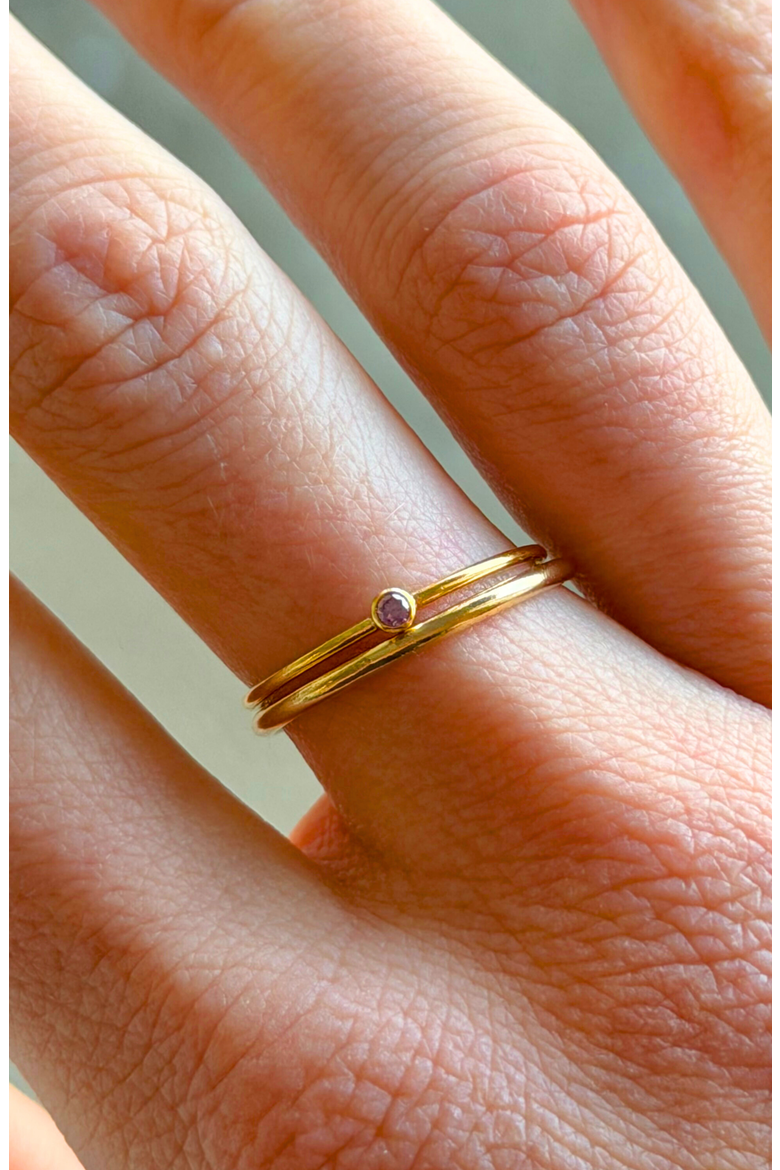 February Birthstone 14k Gold Filled Dainty Ring Stacking Set, Alternate, color, Gold