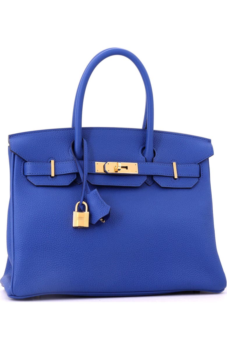 Pre-Owned Hermes Birkin Handbag Blue Togo with Gold Hardware 30, Alternate, color, Bleu France