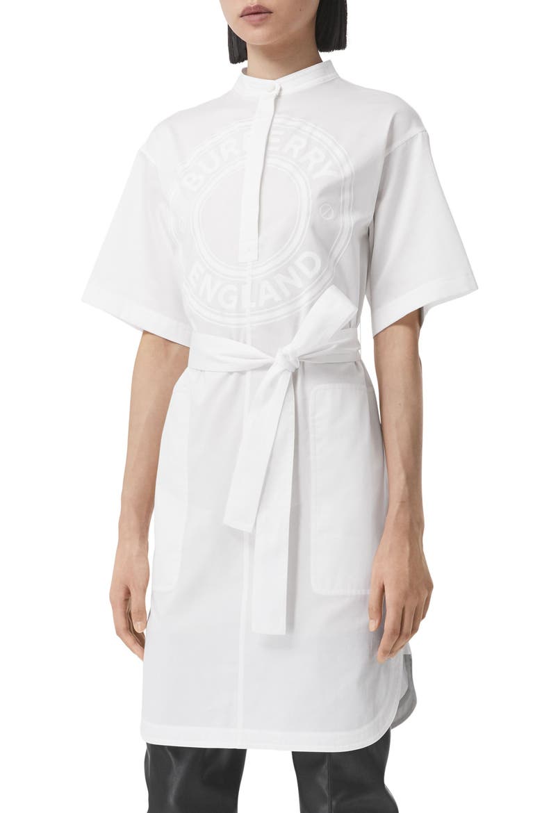 Abbie Logo Poplin Shirtdress, Alternate, color, OPTIC WHITE