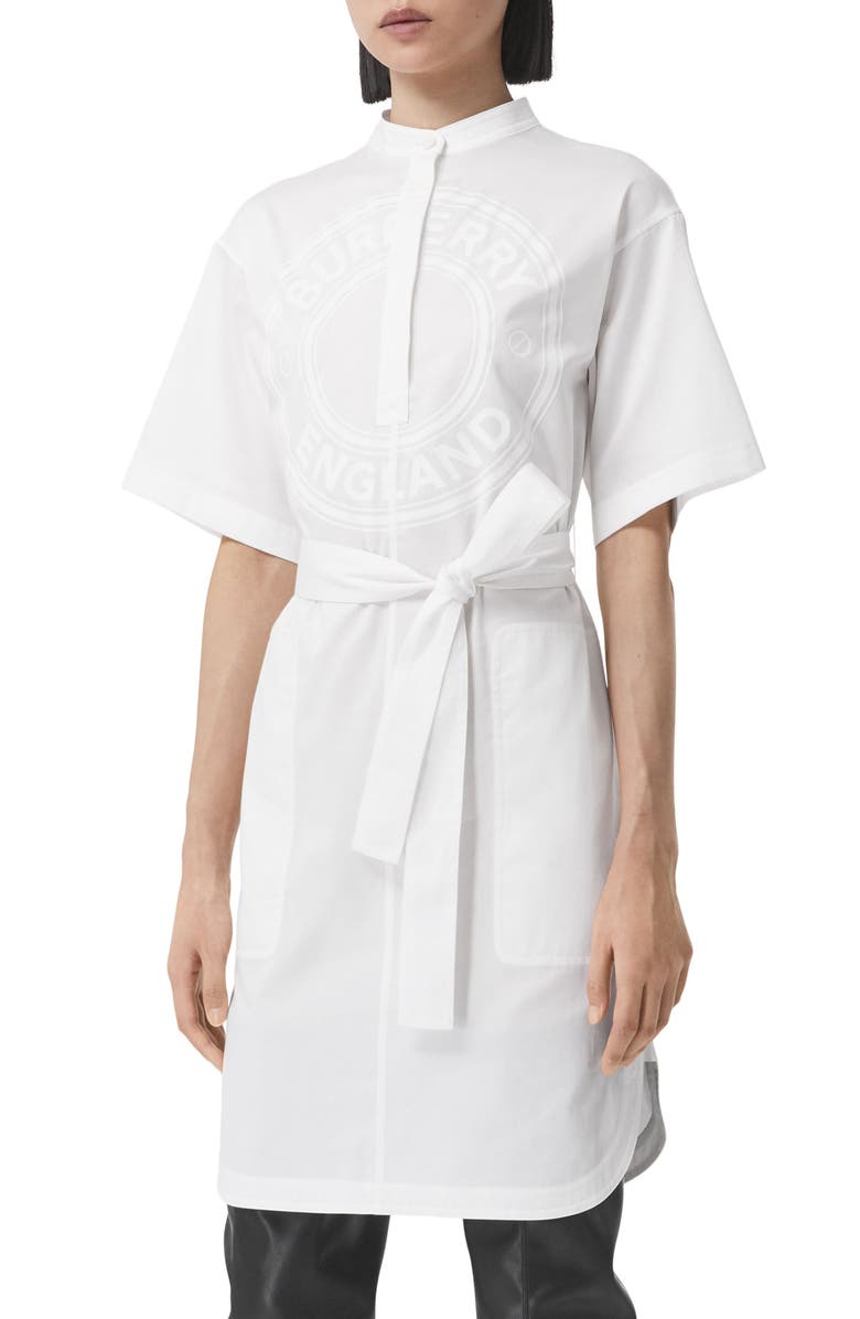 Burberry Abbie Logo Poplin Shirtdress, Alternate, color,