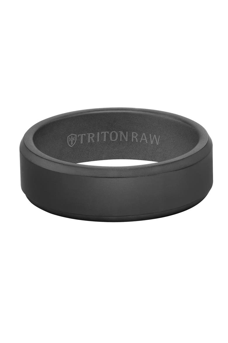 7MM Tungsten Raw Black DLC Ring with Matte Finish and Bevel Edge, Alternate, color, Black