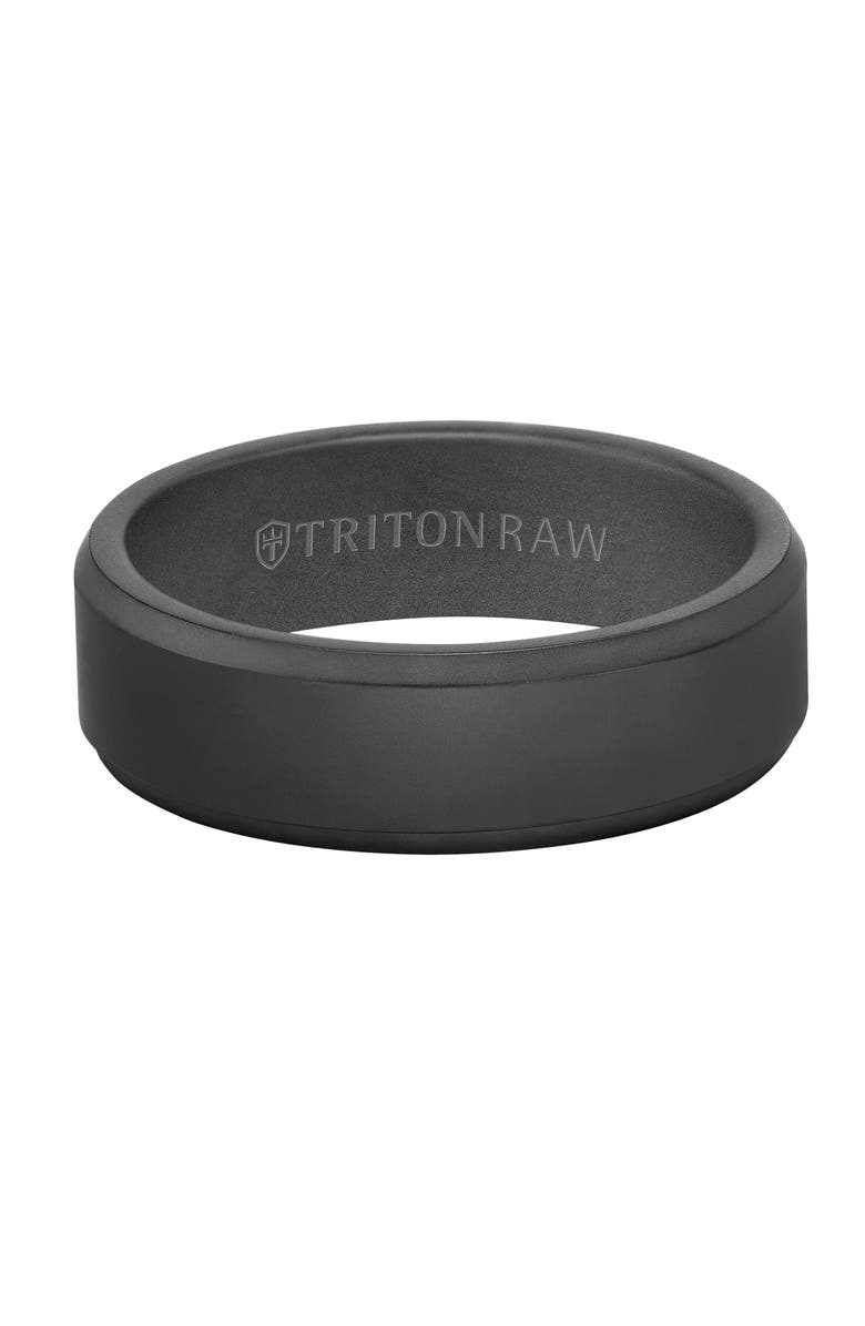 Triton 7MM Tungsten Raw Black DLC Ring with Matte Finish and Bevel Edge, Alternate, color, 