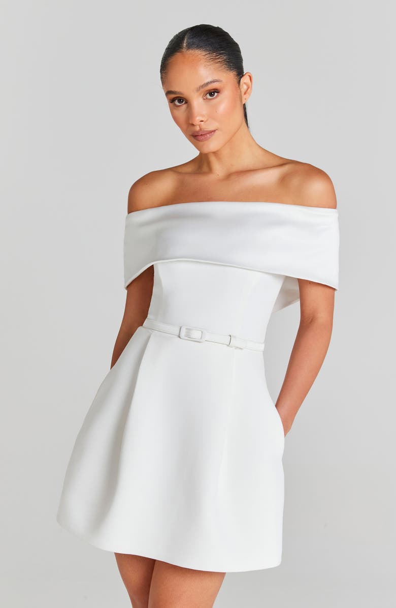 NADINE MERABI Harper Off the Shoulder Minidress, Alternate, color, White