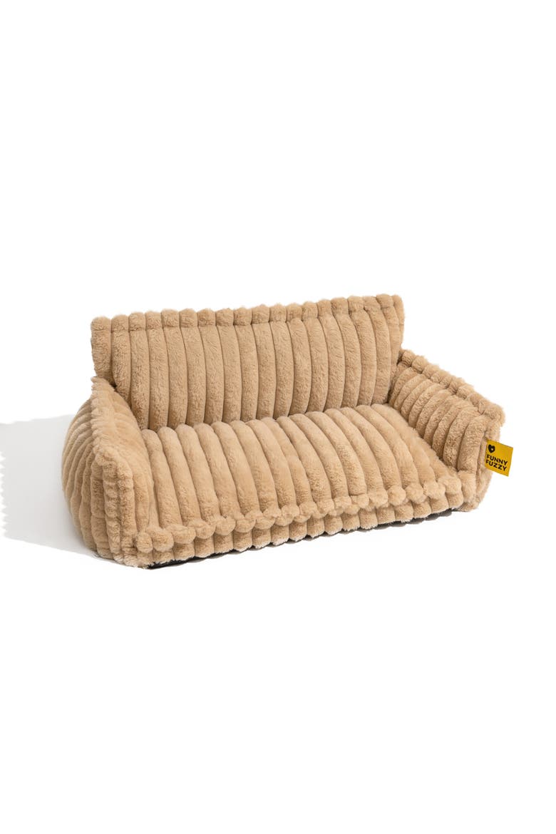 Washable Fluffy Dog Sofa Bed, Main, color, Camel
