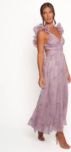 Niamh Pleated Cutout Satin Midi Dress