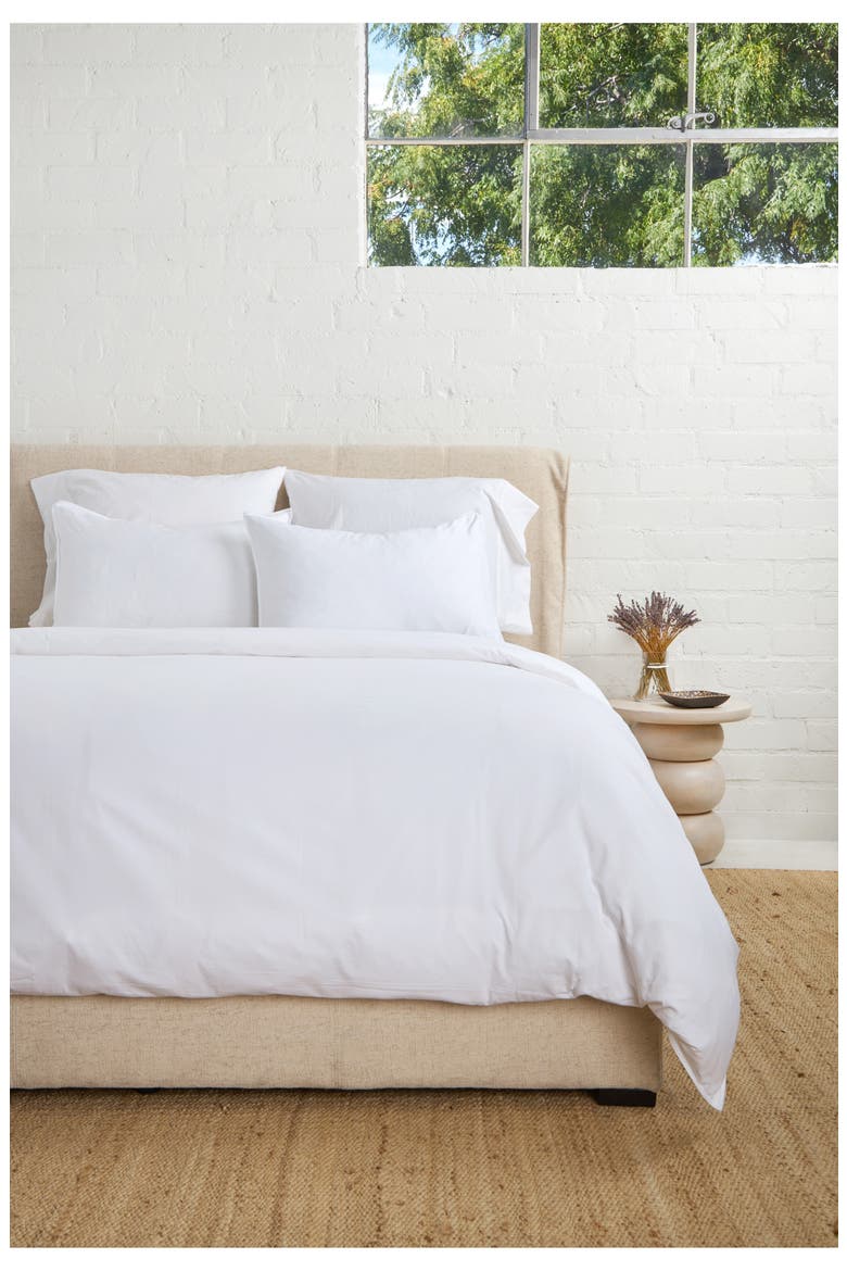 Parker Cotton Sateen Duvet Cover & Shams Set, Alternate, color, WHITE