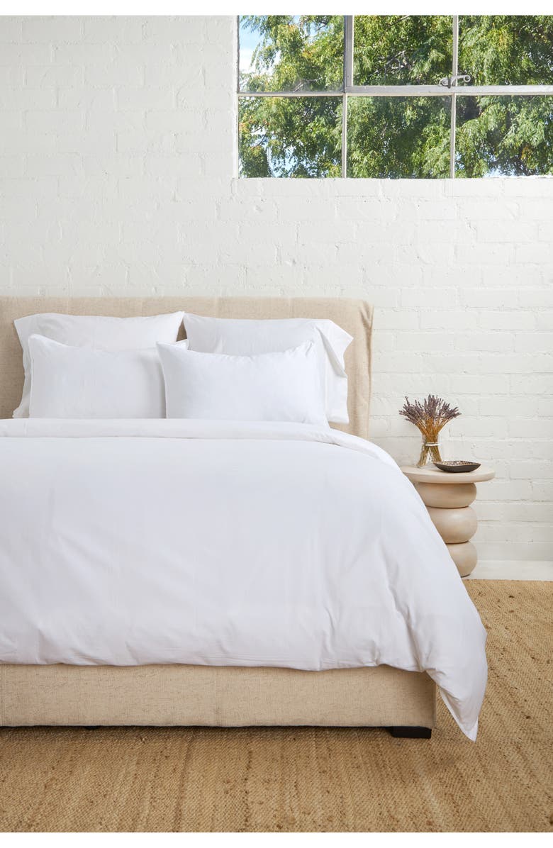 Pom Pom at Home Parker Cotton Sateen Duvet Cover & Shams Set, Alternate, color, White