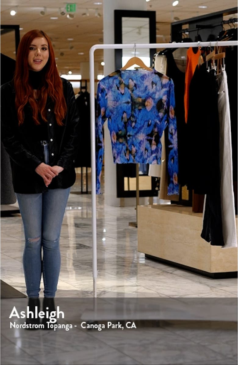 Floral Print Mock Neck Knit Top, sales video thumbnail