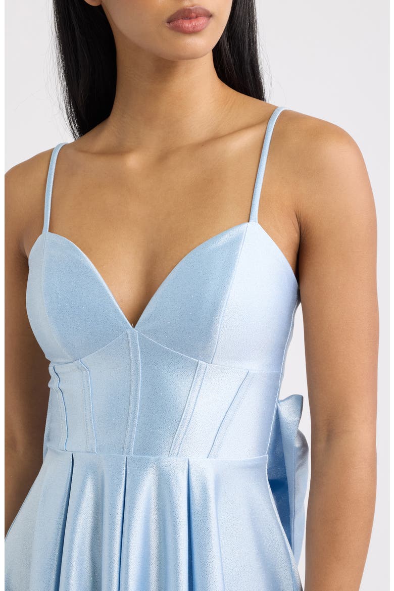 Glitter Knit Corset Fit and Flare Minidress, Alternate, color, ICE BLUE