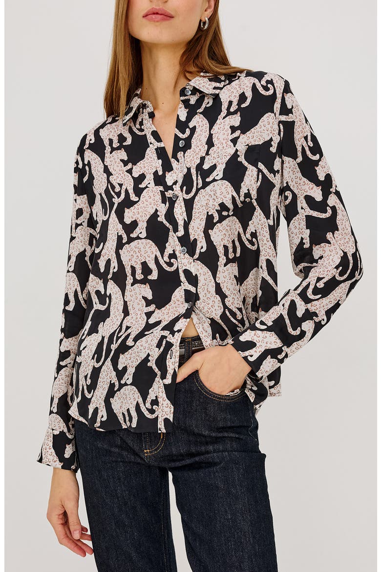 Alyssa Button Front Shirt, Main, color, ONYX JAGUAR