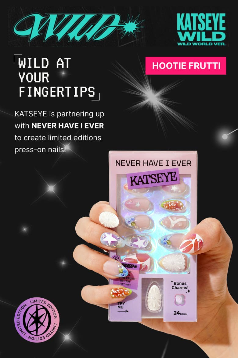 Katseye Hootie Frutti Short Stiletto Press On Nails, Alternate, color, White