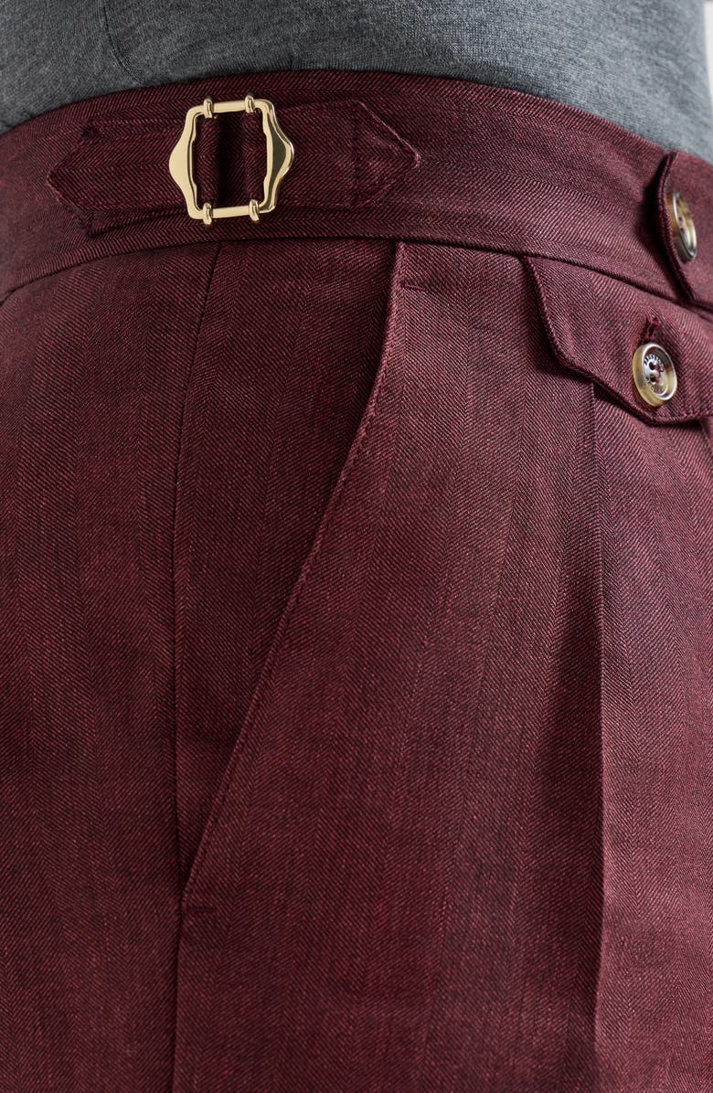 Brunello Cucinelli Linen and virgin wool trousers, Alternate, color, Cherry