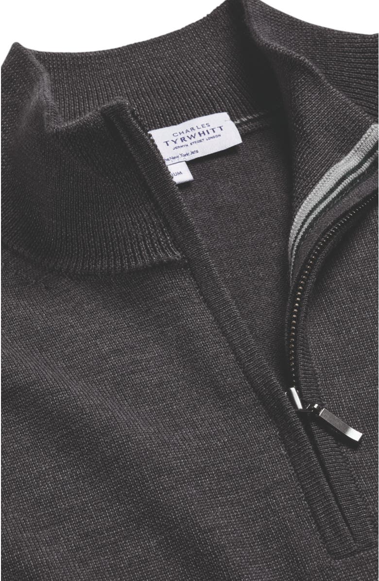 Charles Tyrwhitt New York Jets Merino Zip Neck Sweater, Alternate, color, Grey