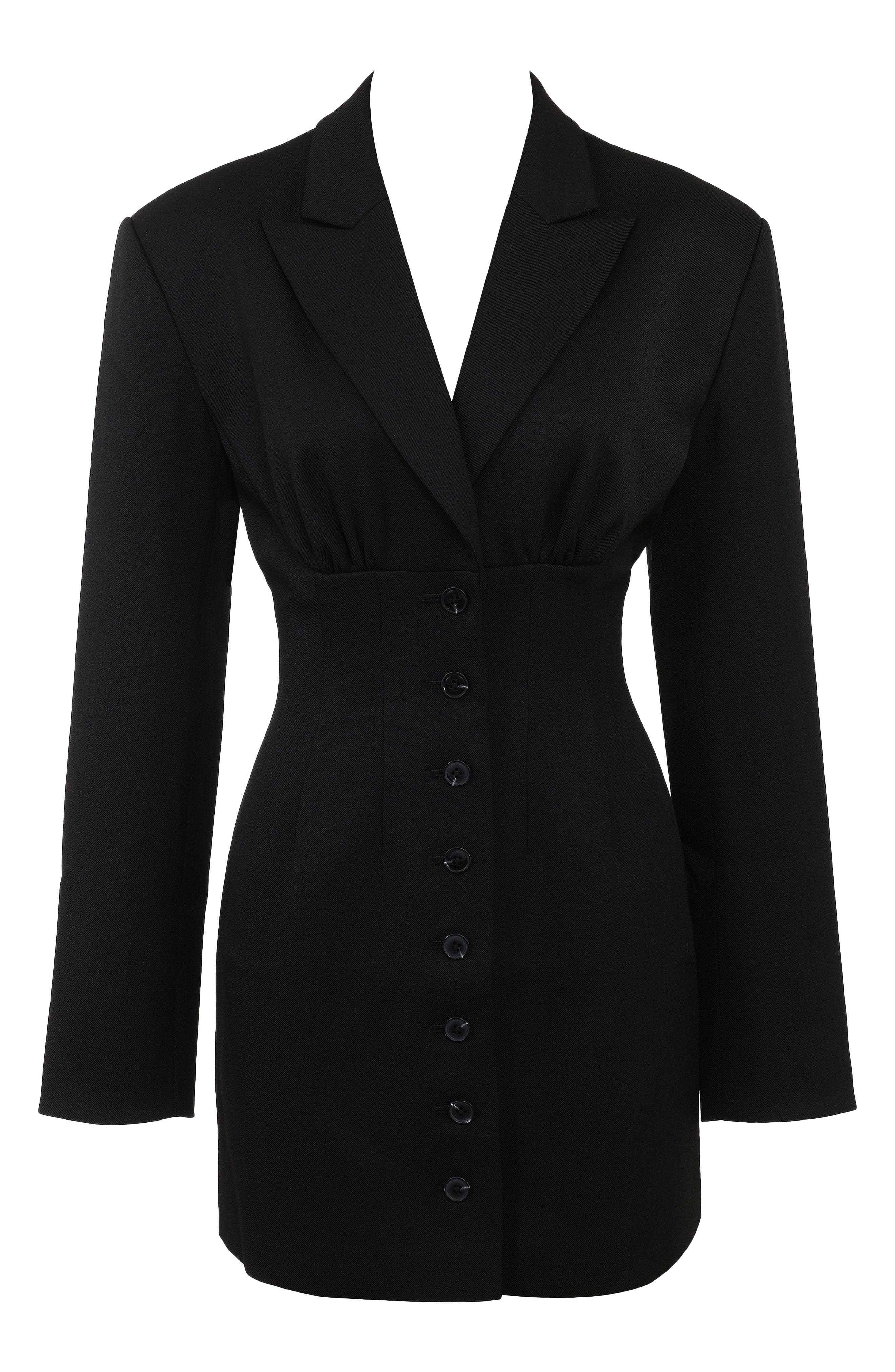 fitted jacket dress House OF CB Georgia Oversized-Shoulder Stretch-Woven Blazer Dress