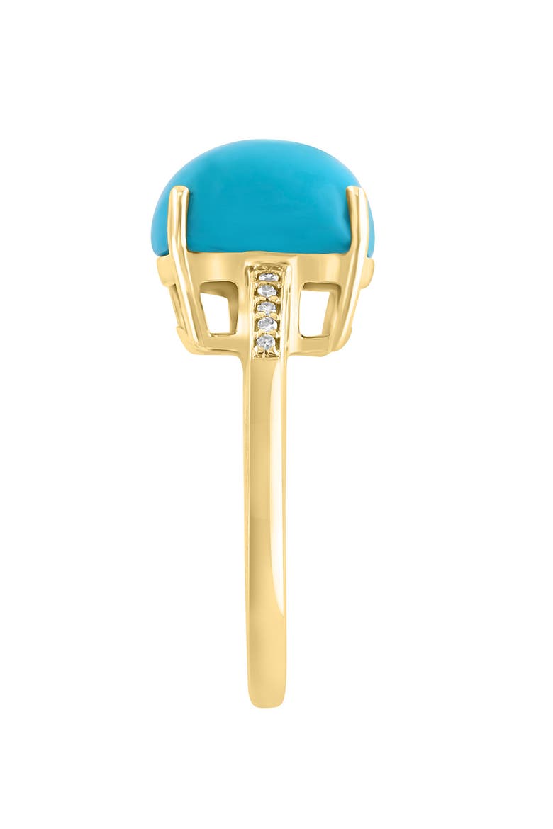 14K Yellow Gold Diamond Turquoise Ring - 0.04 ctw., Alternate, color, BLUE
