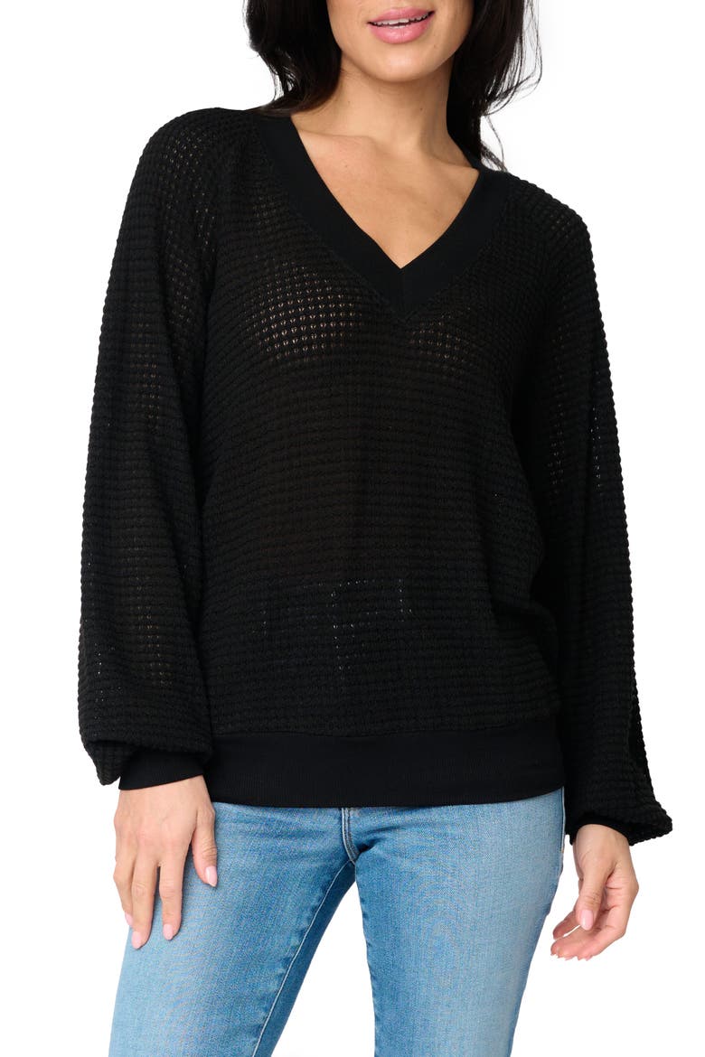 Courtside Open Stitch Sweater, Main, color, BLACK