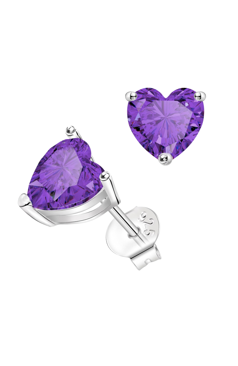 Donatello Gian Sterling Silver Amethyst Heart Studs, Main, color, Silver