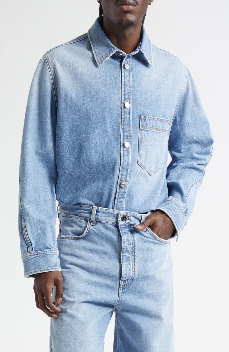 Givenchy Denim Overshirt, Main, color, Light Blue