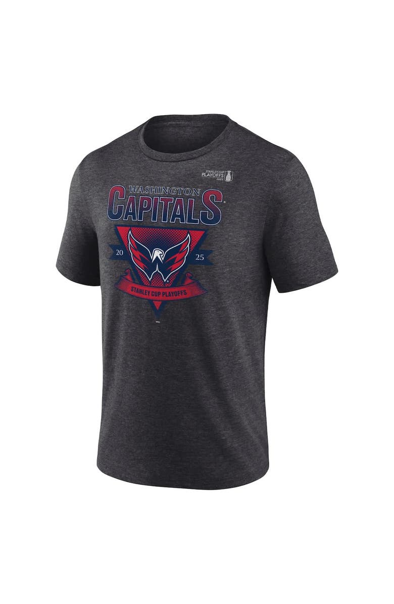 FANATICS Men's Fanatics Heather Charcoal Washington Capitals 2025 Stanley Cup Playoffs Crossbar Tri-Blend T-Shirt, Alternate, color, 