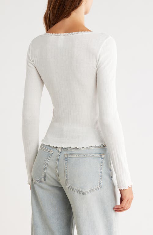 Abound Long Sleeve Square Neck Pointelle Top In White