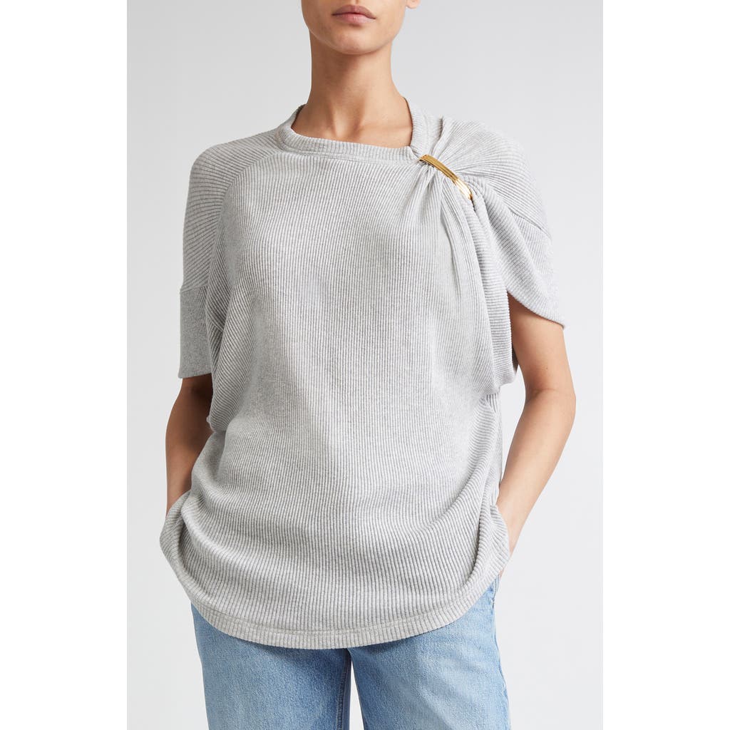 Brandon Maxwell The Faye Asymmetric T-shirt With Shoulder Hardware